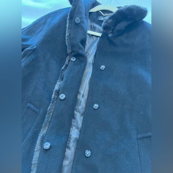 Ellen Tracy wool blend faux fur trim coat - Picture 14 of 16
